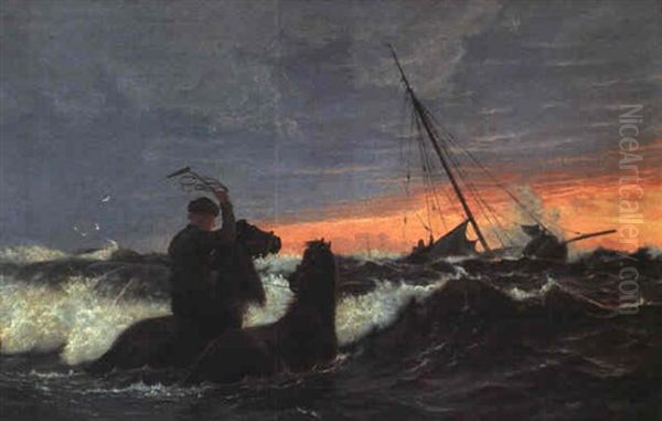 Soren Kanne Som Med Sine Heste Redder To Skibbrudne - view 1