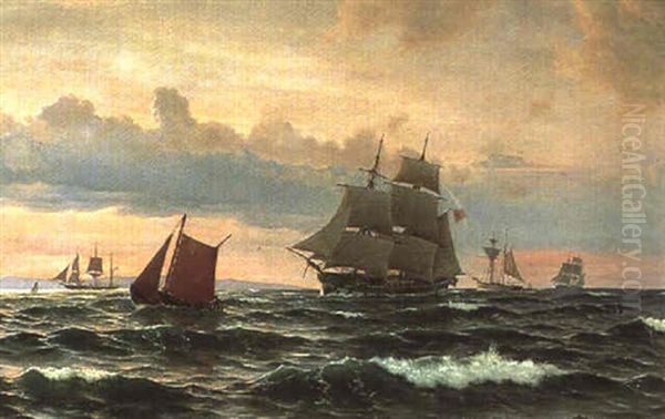 Marine Med Talrige Sejlskibe - view 1