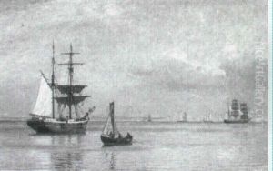 Marine Med Talrige Sejlskibe Udfor Hveen En Sommerdag Marine Med Talrige Sejlskibe Udfor Hveen En Sommerdag