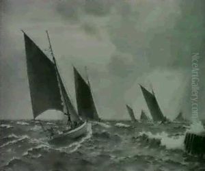 Marine Med Fiskerbade, Friskt Vejr Marine Med Fiskerbade, Friskt Vejr