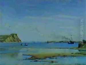 Sommerdag Med Skibe I Fjorden by Christian Vigilius Blache