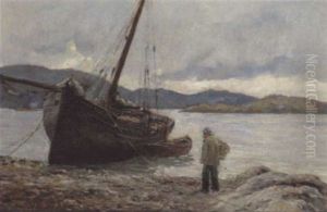 Ashore For Repairs. Sejlskibet "jane & Ellen" Efterses Pa Land