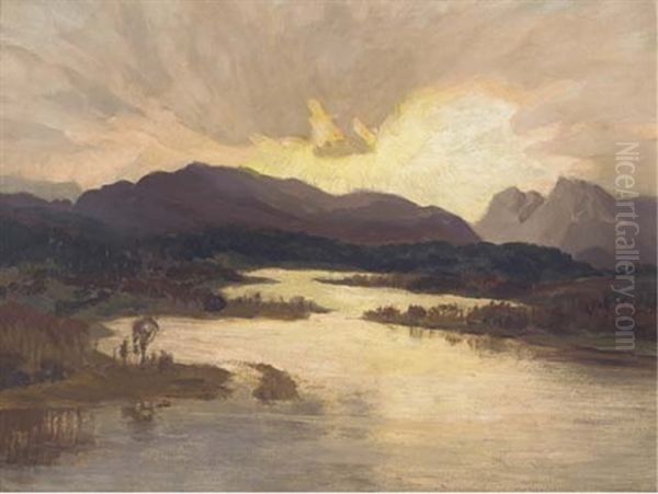 A Lakeland Landscape At Sunset - view 1