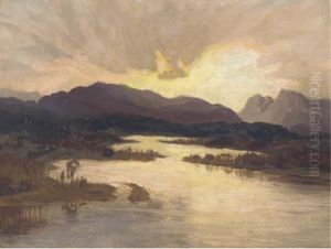A Lakeland Landscape At Sunset