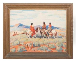 Native Americans On Horseback by Laverne Nelson Black