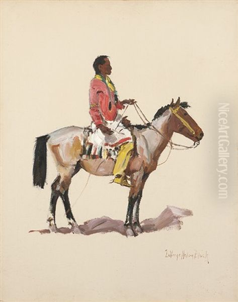 Indian On Horseback - view 1