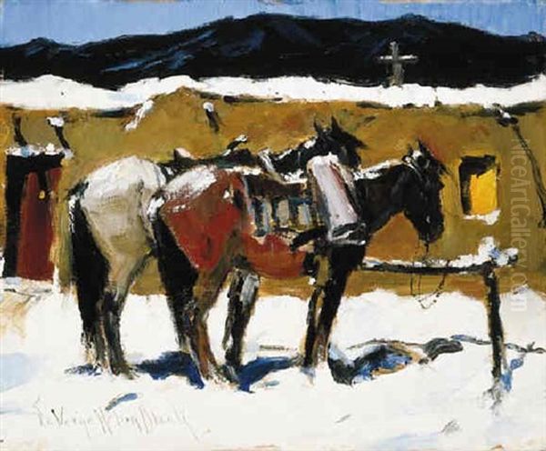 Two Horses Saddled - view 1