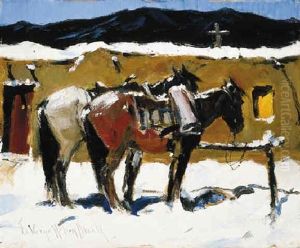 Two Horses Saddled