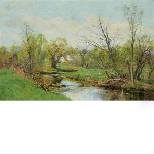 Brook, Meadows And Trees by Olive Parker Black