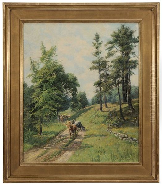Cows On Sunlit Path - view 1