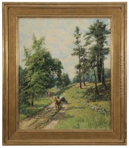 Cows On Sunlit Path by Olive Parker Black