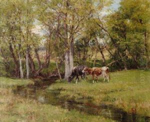 Impressionist Glade, Cows At Stream Impressionist Glade, Cows At Stream