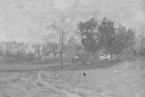 Rural Landscape With Farm Houses by Olive Parker Black