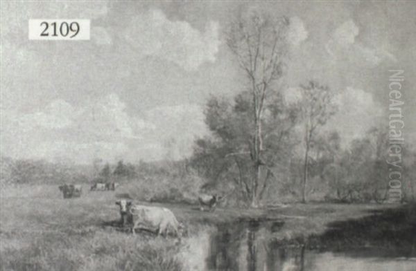 Landscape With Cattle By A Stream - view 1