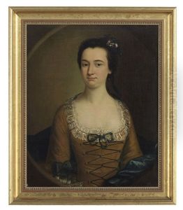 Portrait Of A Lady In Blue Silk by Joseph Blackburn