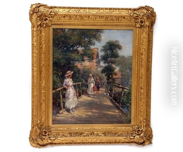 Figures And Dog On A Bridge - view 1