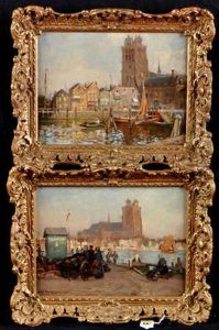Waiting For The Ferry, Dordrecht Holland" And "view Of Dordrecht, Holland" Signed; One Inscribed Verso 20.5 X 27.5cms; 8 X 10 3/4in. See Illustration Waiting For The Ferry, Dordrecht Holland" And "view Of Dordrecht, Holland" Signed; One Inscribed Verso 20.5 X 27.5cms; 8 X 10 3/4in. See Illustration