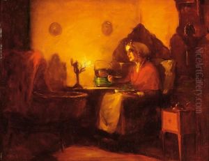 Interior With Woman In Regional Dress by Max Alexander Alandt