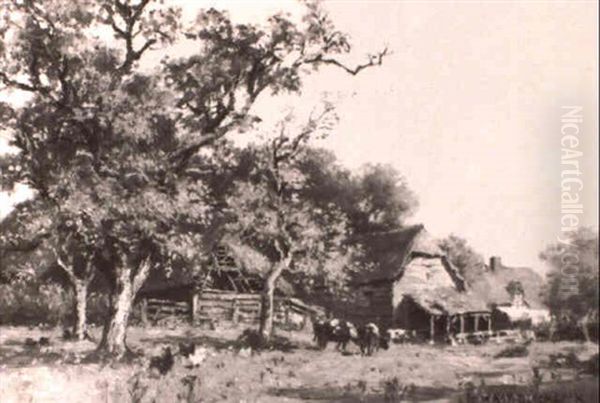 Poultry And Cows In A Farmyard - view 1