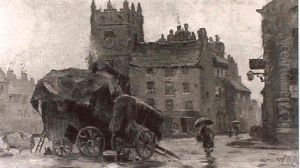A Wet Day. Richmond Market Place by William Kay Blacklock