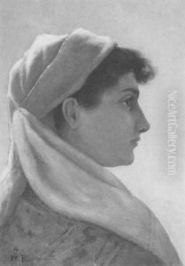 Portrait Of A Young Woman With A White Scarf by Walter Blackman