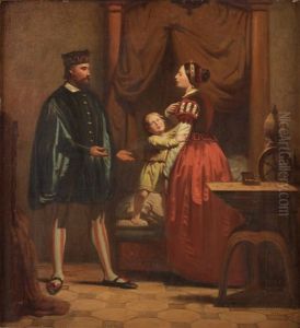Historisk Scen, Mojligen Forestallande Erik Xiv, Karin Mansdotter Och Sonen Gustav by Johan Zacharias Blackstadius