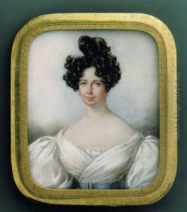 Portrait Einer Vornehmen Dame Mit Kunstvoller Frisur Im Schulterfreien Kleid