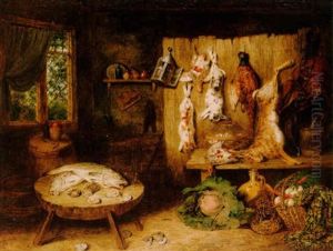 Cottage Interior With Game by Benjamin Blake