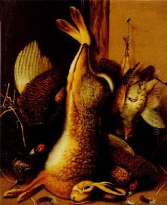 A Dead Hare With Dead Game In A Larder by Benjamin Blake