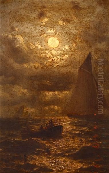 Boats In A Moonlit Sea - view 1