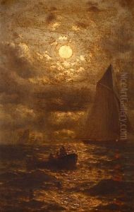 Boats In A Moonlit Sea Boats In A Moonlit Sea