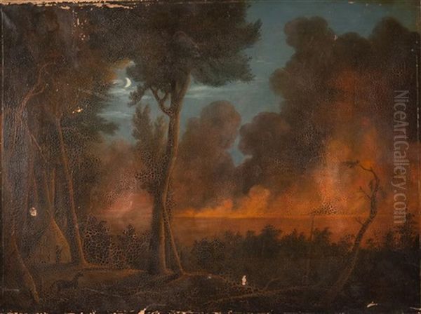 Wildfire Approaching Camp - view 1
