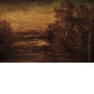 Deer In Autumn Landscape by Ralph Albert Blakelock