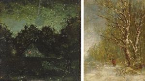 Night (+ Winter Forest Scene With Woodcutter; 2 Works) by Ralph Albert Blakelock