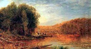 Schroon Lake, New York (five Figures In A Landscape) by Ralph Albert Blakelock