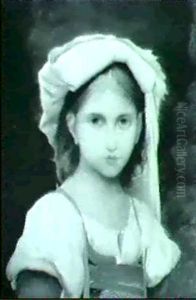 Portrait Eines Madchens Mit Kopftuch En Face by Celestin-Joseph Blanc