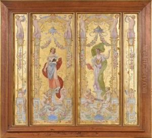 La Comedie Et La Musique (4 Designs In 1 Frame, Various Sizes) by Joseph Paul Blanc
