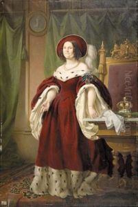 Portrait Of Queen Friederike, Wife Of Ernest August I, King Of Hanover (konigin Friederike, Gemahlin Ernst August I, Konig Von Hannover) by Louis Ammy Blanc