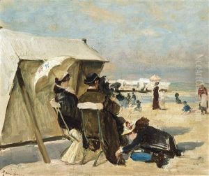 Scene De Plage by Ernest Blanc-Garin