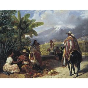 Vendedores De Fruta Con El Pico De Orizaba by Henri Pierre Leon Pharamond Blanchard