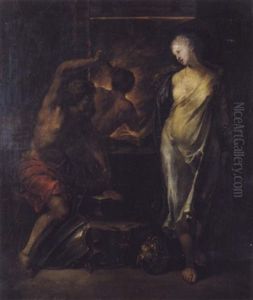 Venus Demandant Des Armes Pour Achille Dans La Forge De     Vulcain