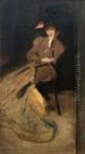Portrait Study Of A Seated Girl, Wearing A Long Dress by Jacques-Emile Blanche