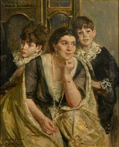 Portrait De La Cantatrice Marya Freund Et De Ses Enfants Stefan Freund Et Le Futur Doda Conrad by Jacques-Emile Blanche