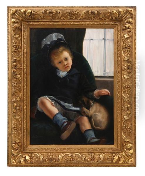 Petite Fille Au Chiot - view 1
