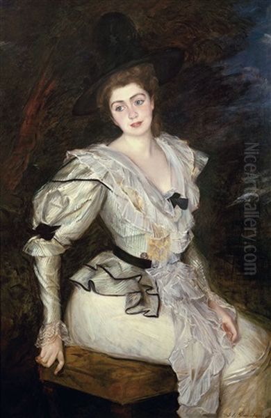Portrait Of A Sitting Baroness In Louis Xvi Costume - view 1