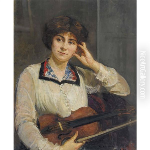 Portrait D'henriette Mallet (1887-1930) Au Violon - view 1
