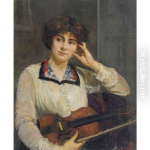 Portrait D'henriette Mallet (1887-1930) Au Violon