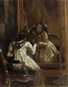 Portrait De Desiree Manfred Au Miroir by Jacques-Emile Blanche