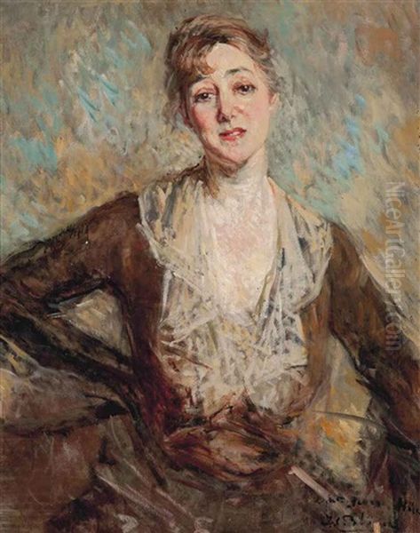 Portrait Of A Lady, Half-length, In A Brown Dress - view 1