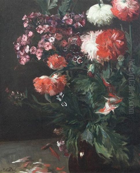 Still Life Of Flowers In A Pottery Vase - view 1